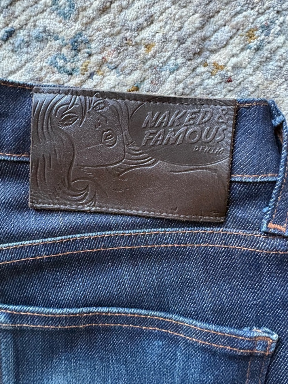 Naked & Famous Denim Dark Blue Slim Straight Jeans - Picture 2 of 4